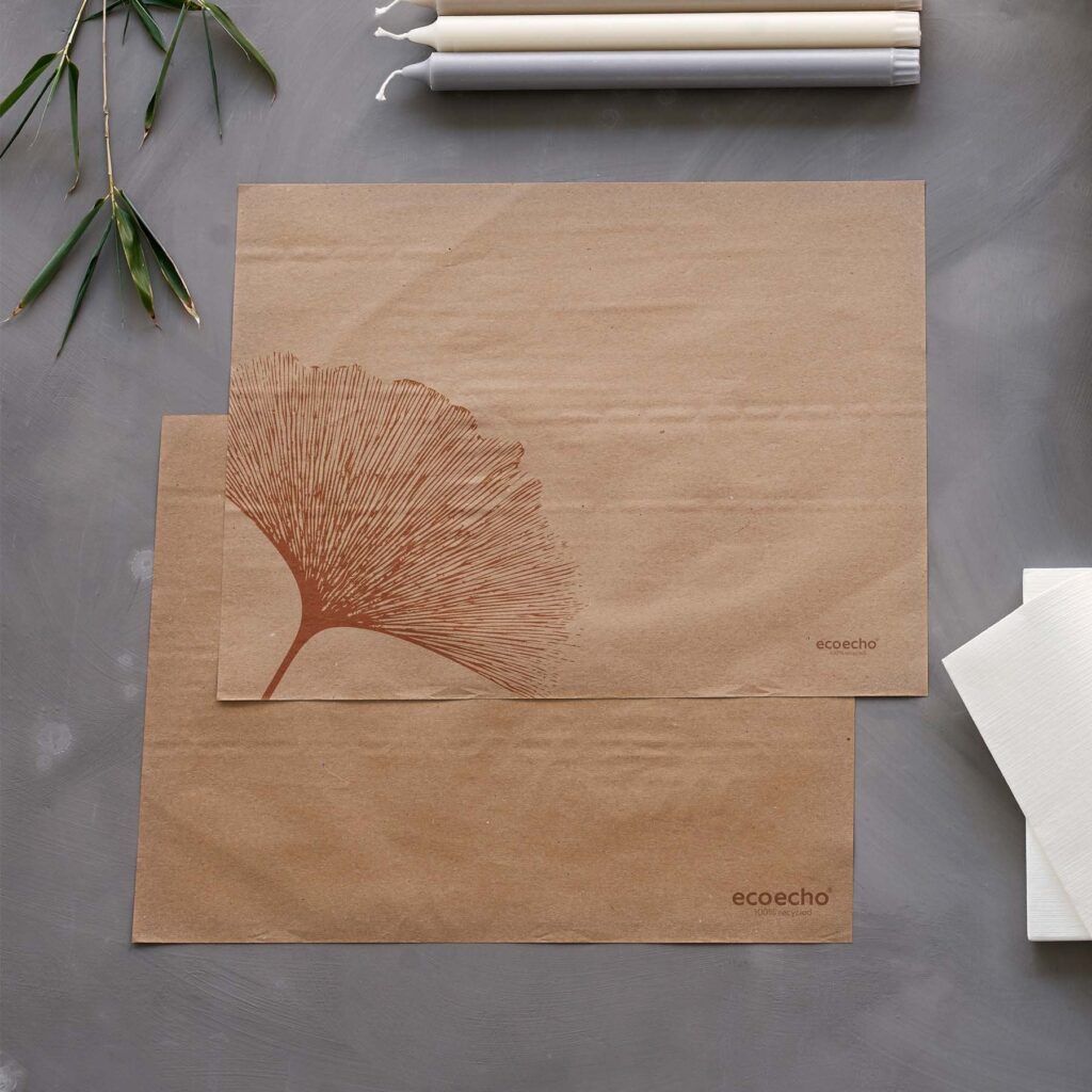 Tischsets aus recyceltem Papier | Designs (von oben nach unten): Organic, Minimalistisch